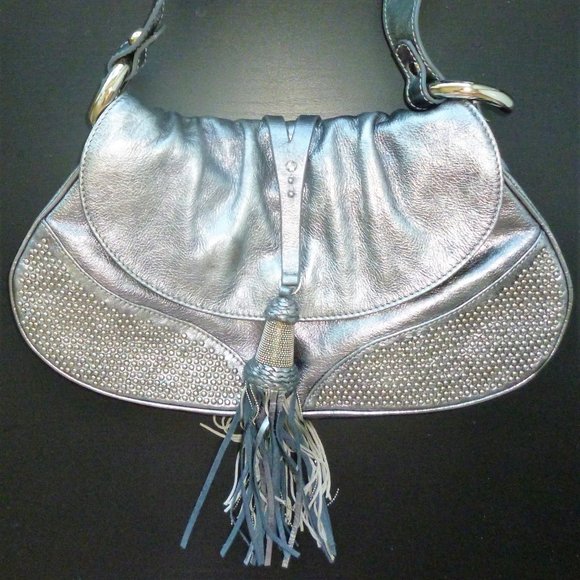 FRANCESCO BIASIA Silver Leather Shoulder Bag - Picture 1 of 8
